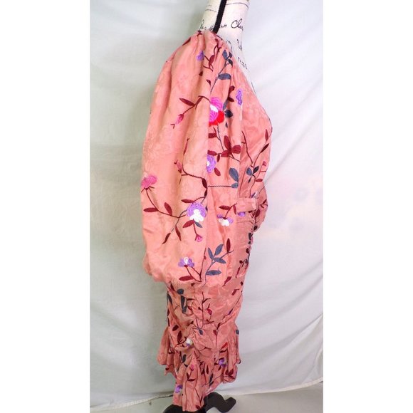 🆕 ByTiMo Ruched Embroidered Jacquard Mini Dress Floral Medium - Picture 9 of 11